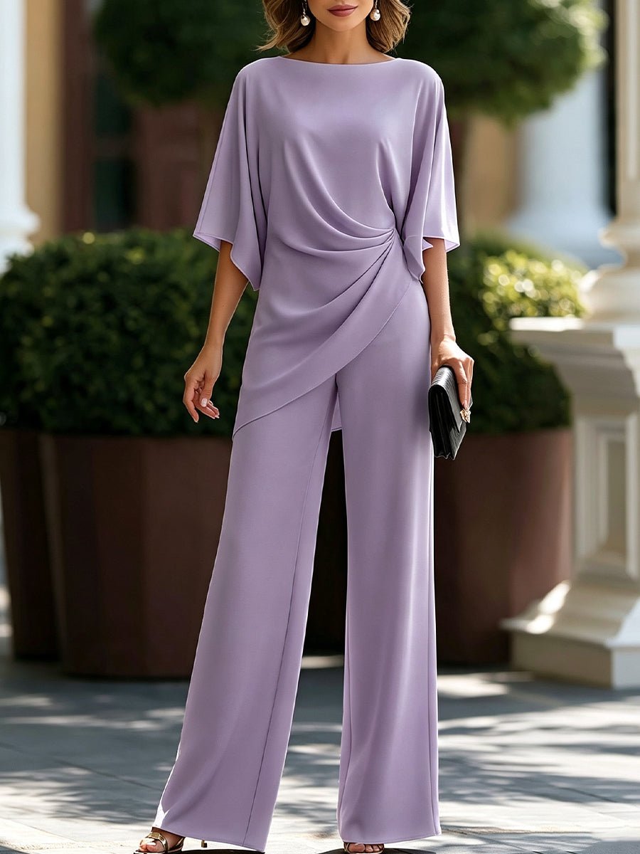 Lucretia™ Gedrapeerd Asymmetrisch Wijde-Broek Set