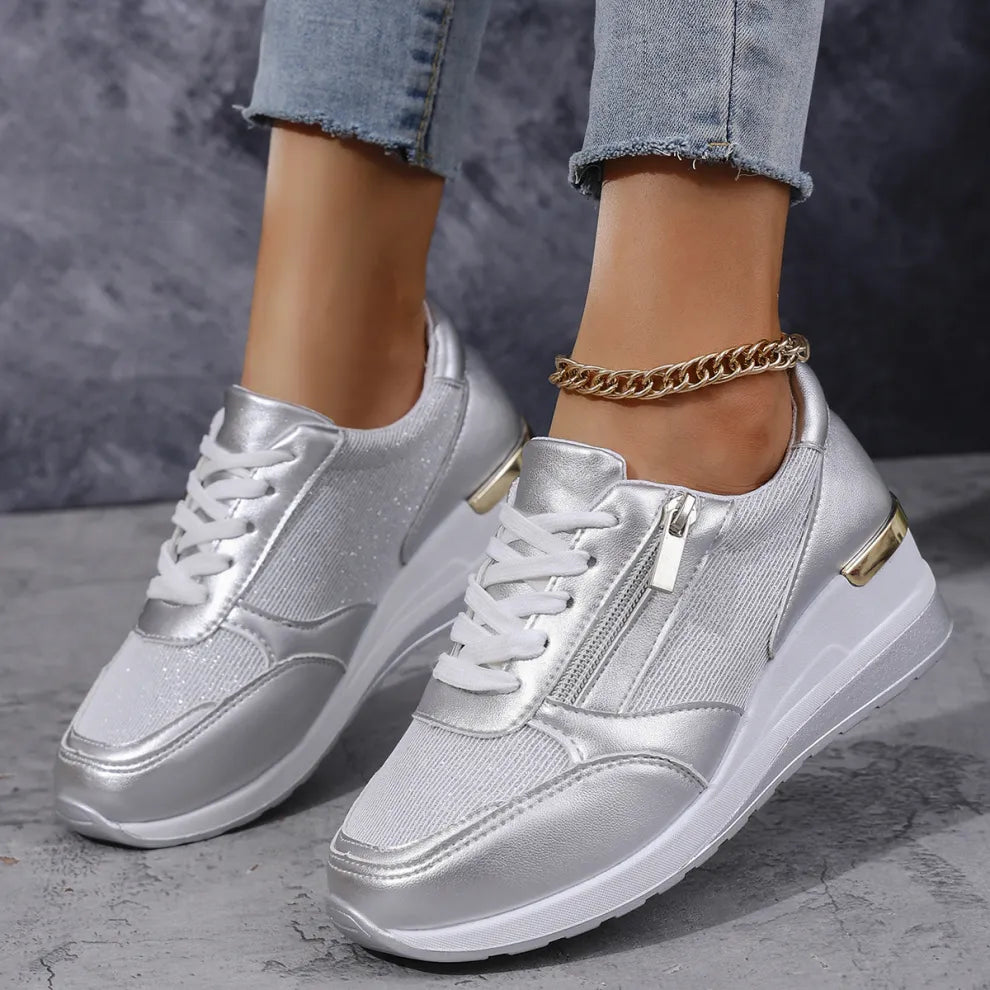 Julia | Orthopedische Sneakers met Veters en Zijsluiting