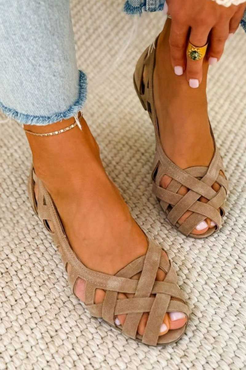 Fenna | Platte Sandalen met Open Neus en Gevlochten Materiaal