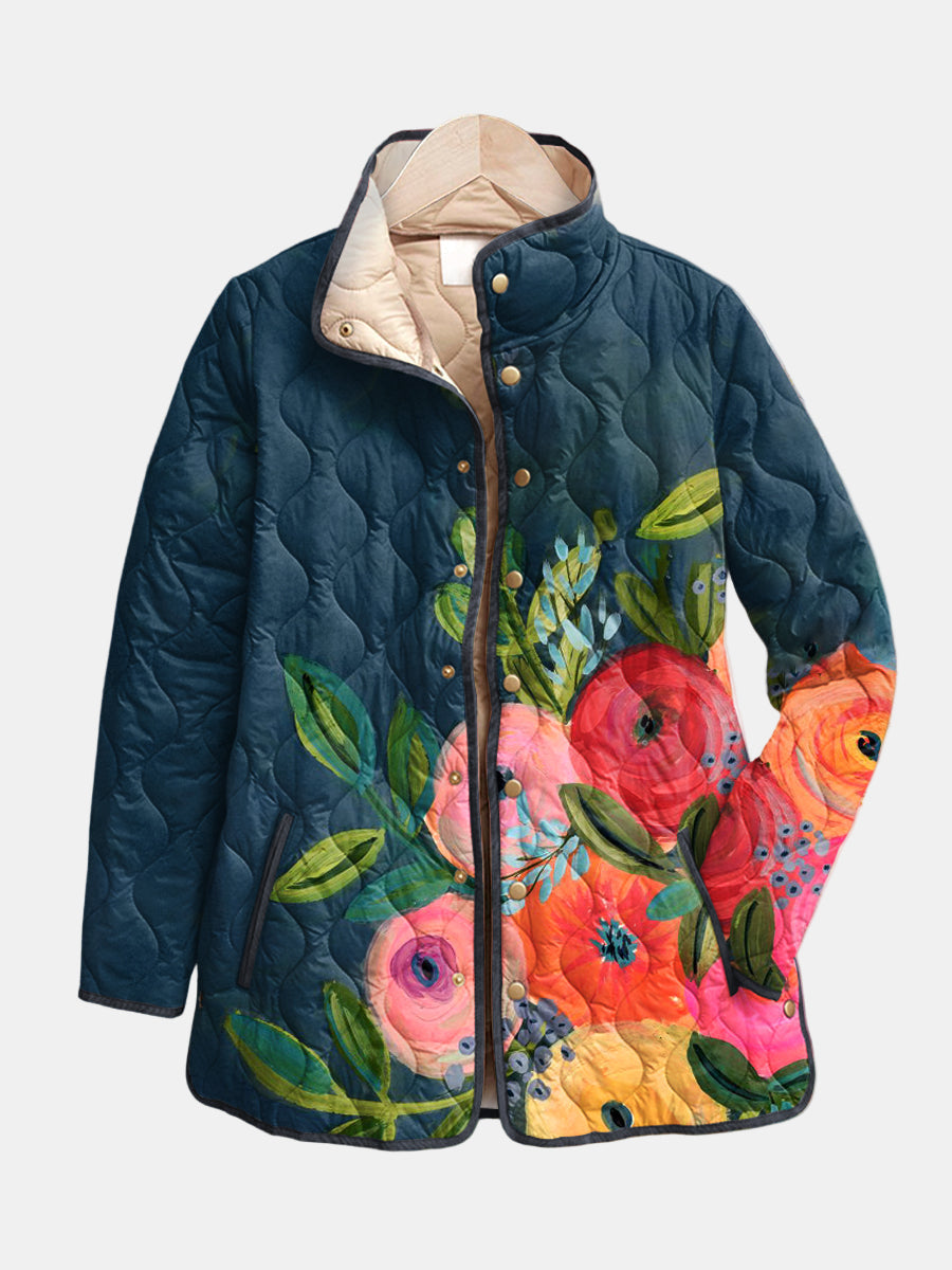 Van Laarhoven | Gevoerde Jas Met Geschilderde Bloemen Camille