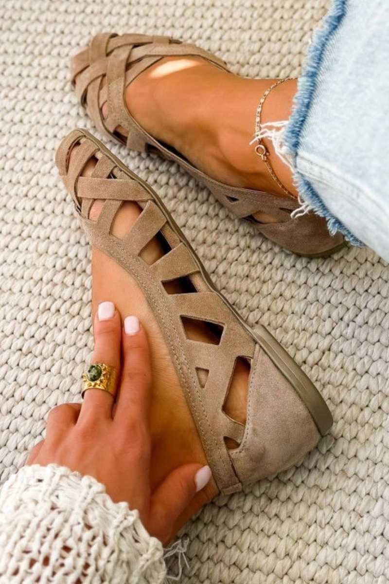 Fenna | Platte Sandalen met Open Neus en Gevlochten Materiaal