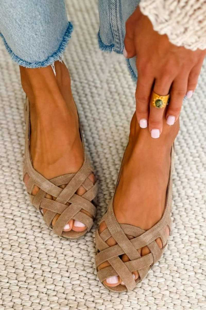 Fenna | Platte Sandalen met Open Neus en Gevlochten Materiaal