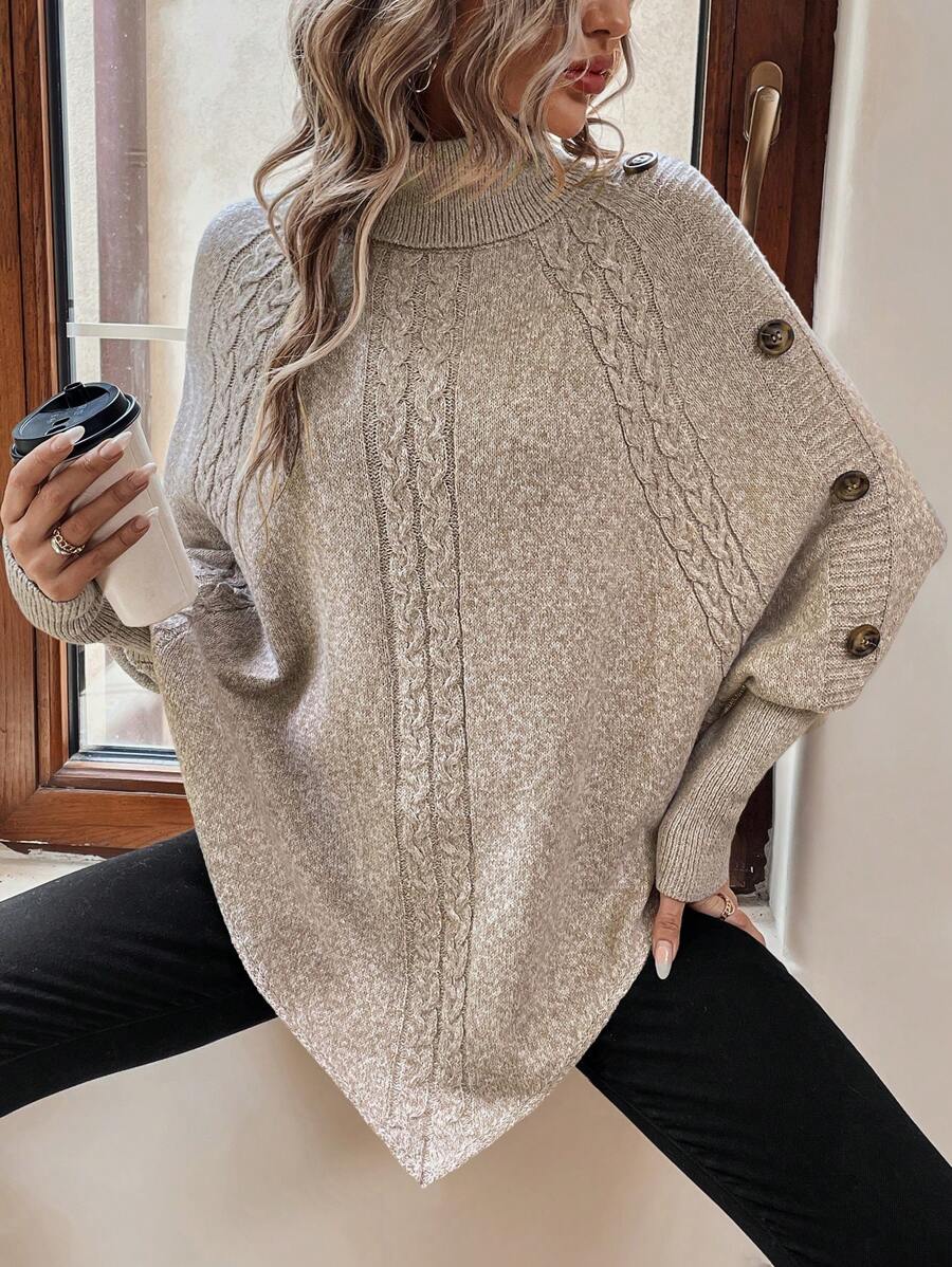 Alexis™ | Asymmetrische Poncho met Hoge Hals