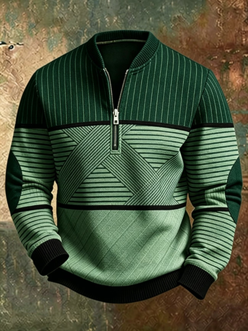 Laurent | Grafische Half-Zip Trui
