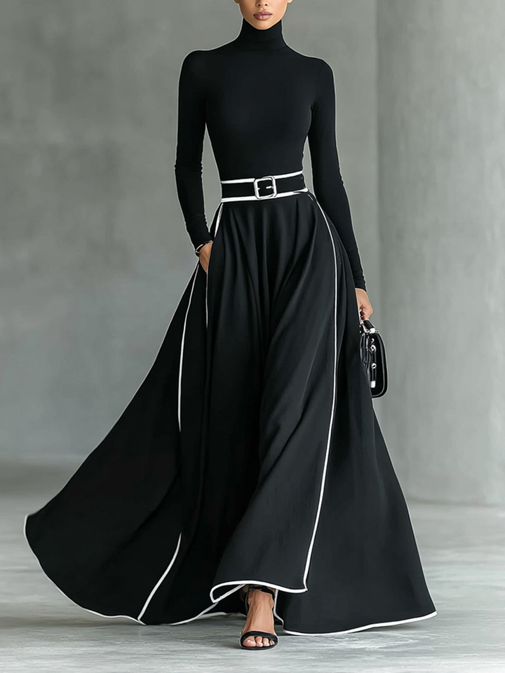 Gina | Elegante Maxijurk met Hoge Kraag