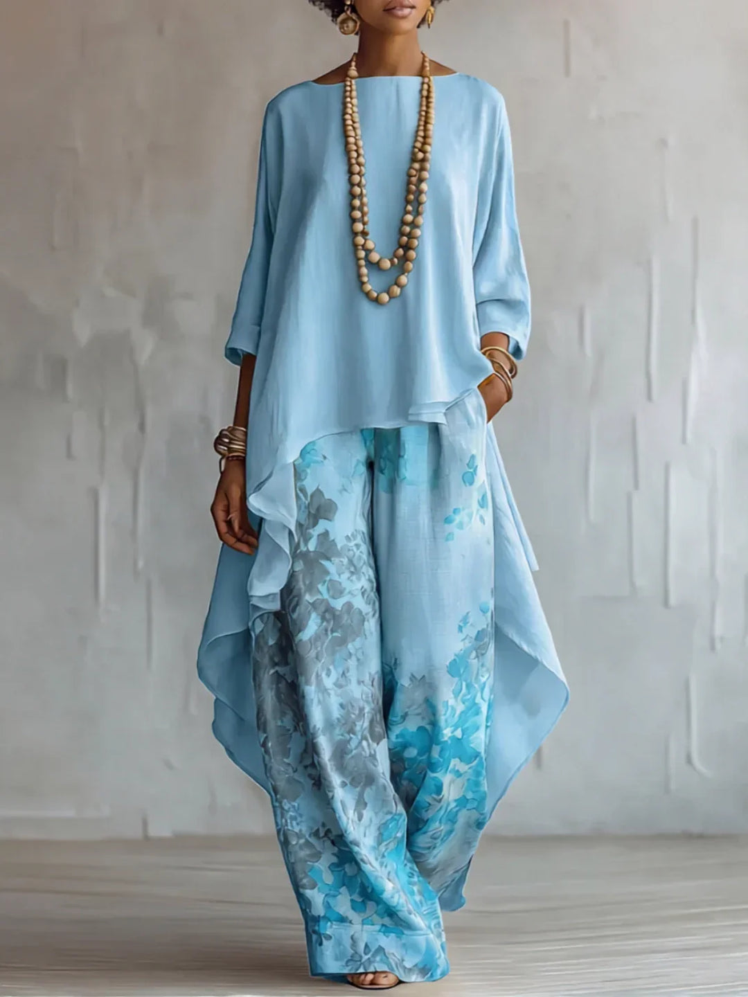 Celeste | Tweedelige set met asymmetrische top