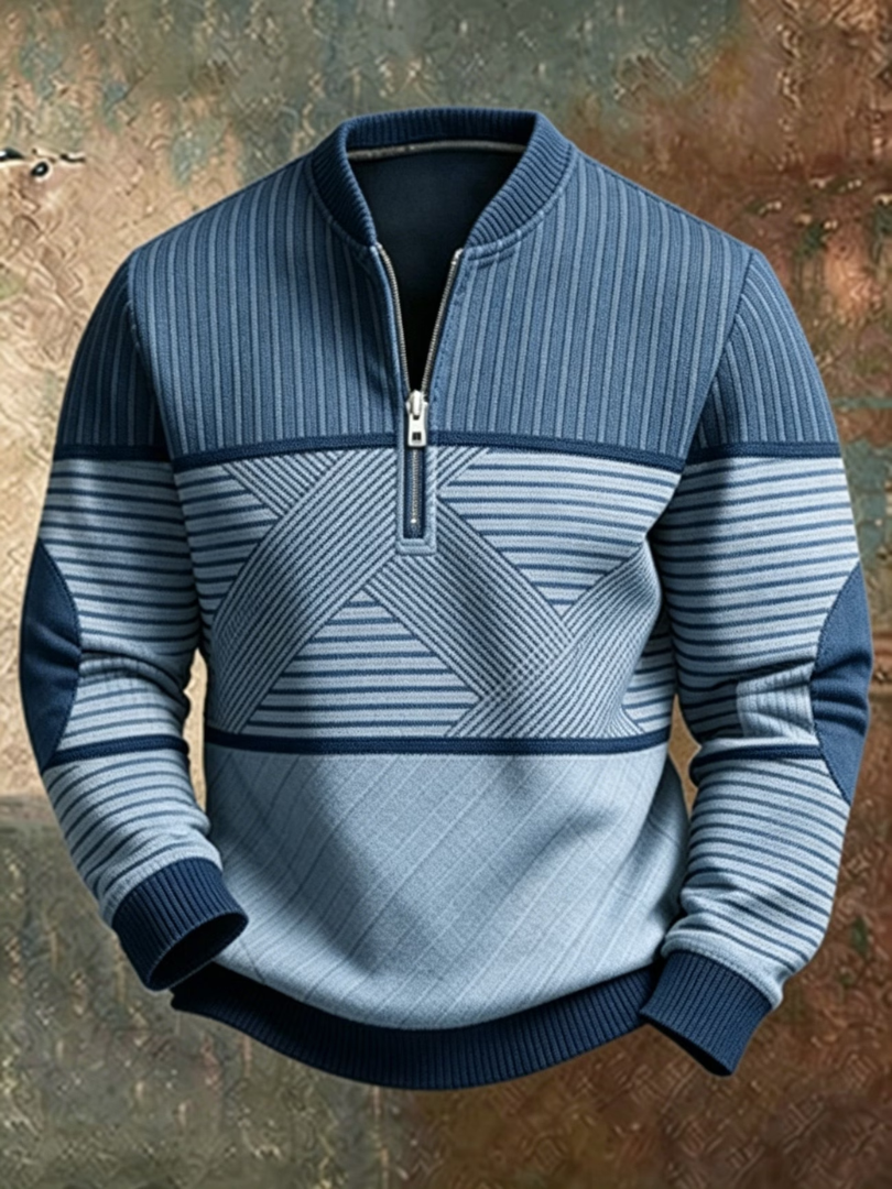 Laurent | Grafische Half-Zip Trui