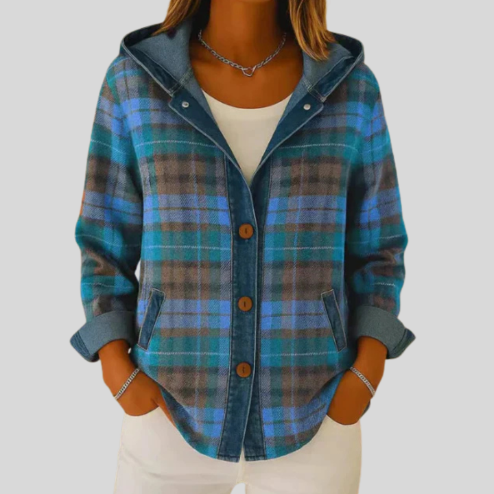Éline | Geruit overshirt met capuchon voor dames