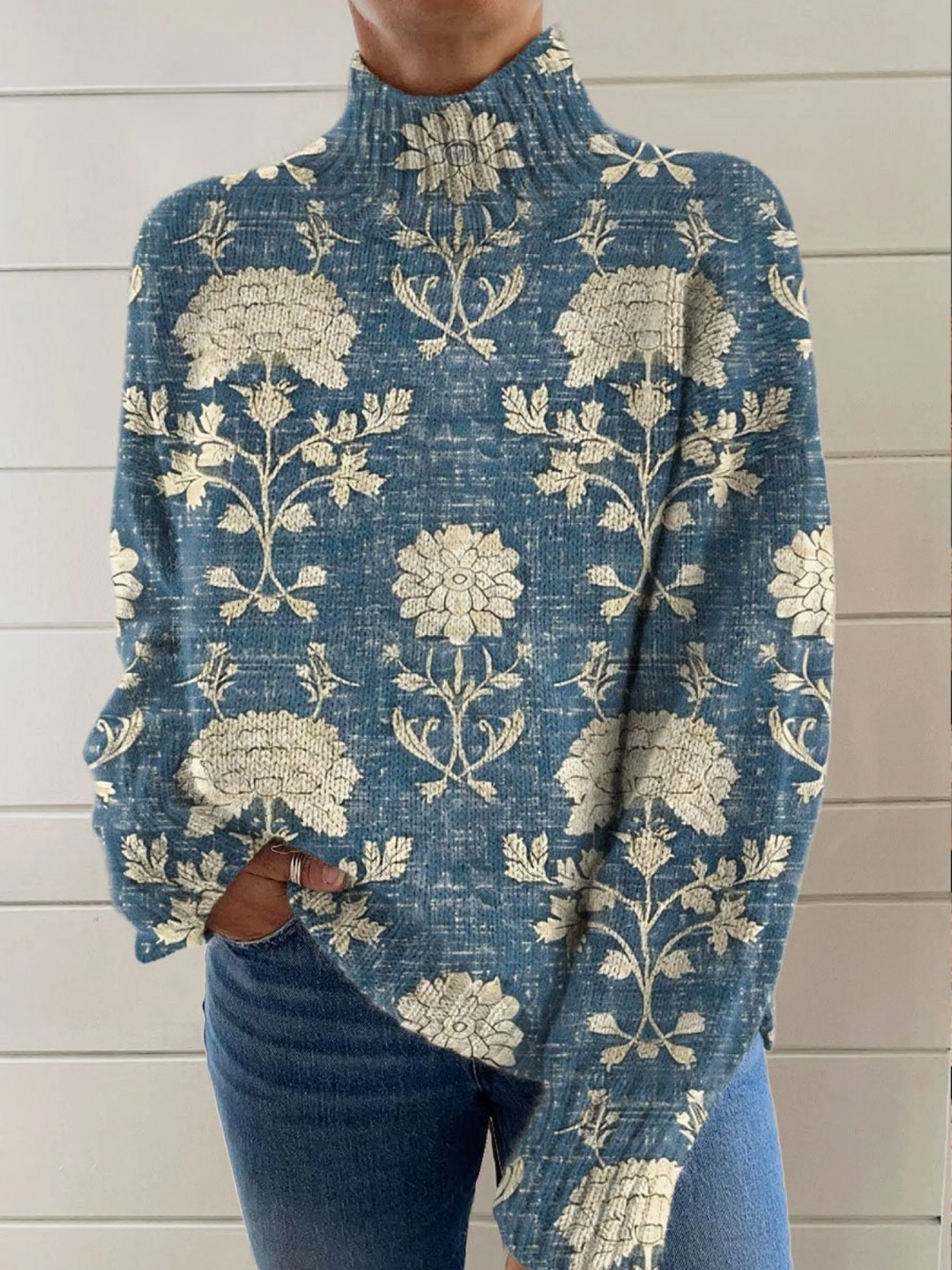 Lily™ | Tijdloze Coltrui met Bloemenpatroon