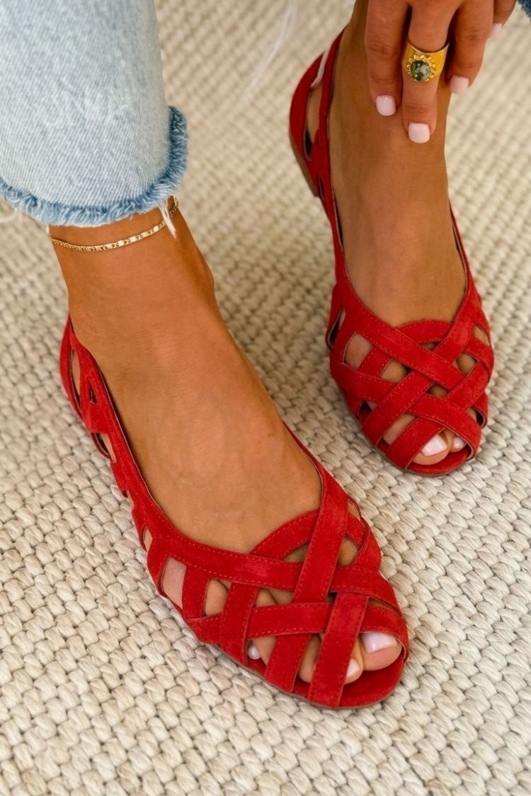 Fenna | Platte Sandalen met Open Neus en Gevlochten Materiaal