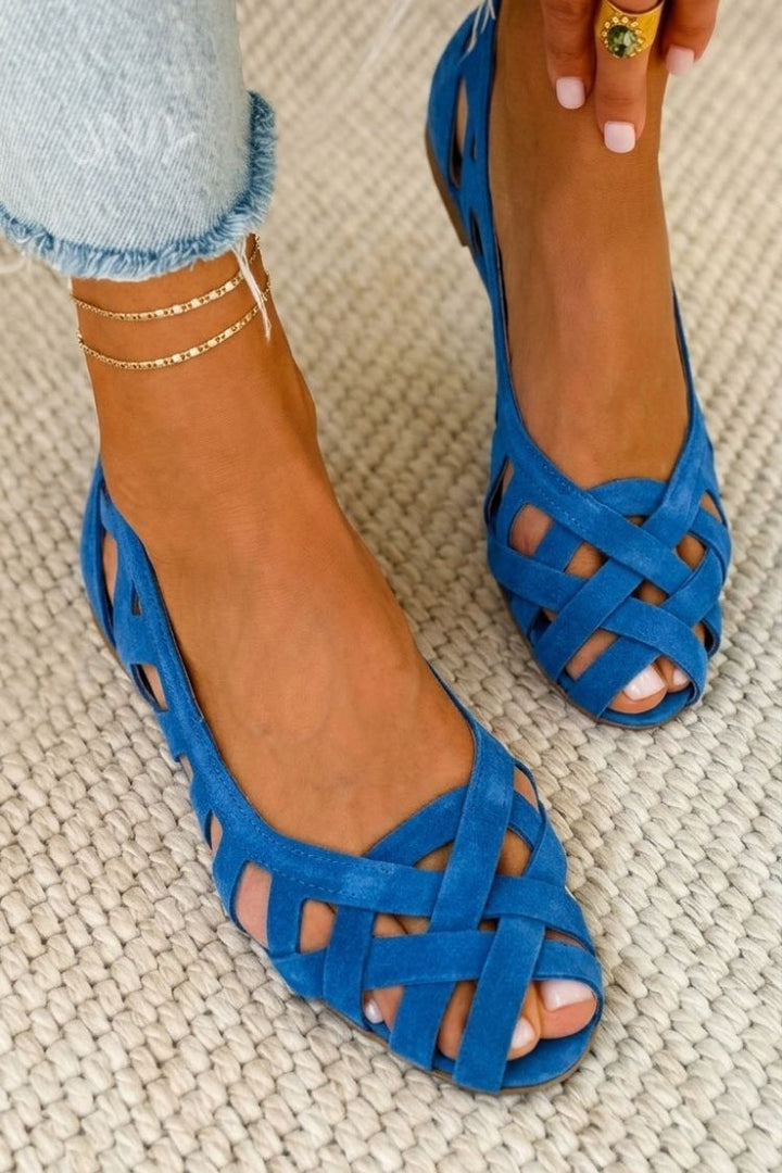 Fenna | Platte Sandalen met Open Neus en Gevlochten Materiaal