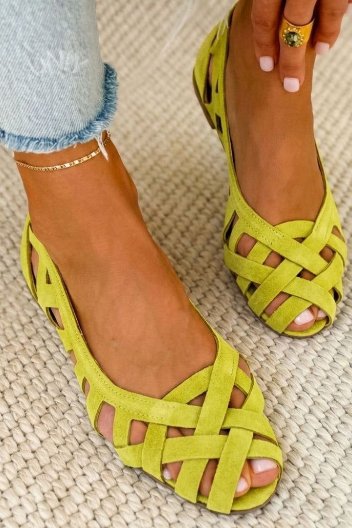 Fenna | Platte Sandalen met Open Neus en Gevlochten Materiaal