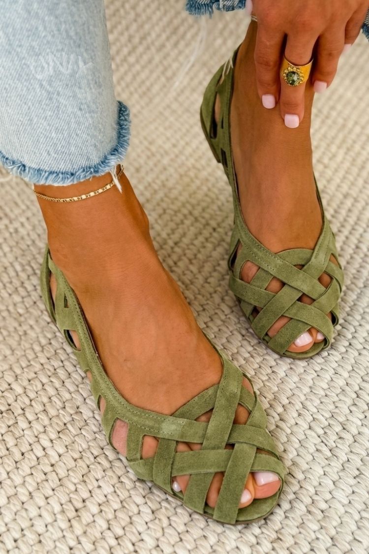 Fenna | Platte Sandalen met Open Neus en Gevlochten Materiaal