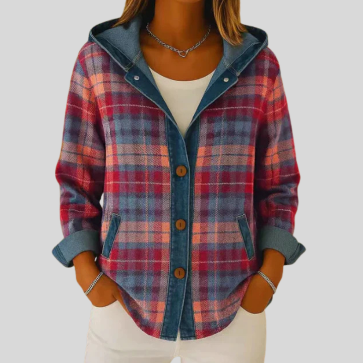 Éline | Geruit overshirt met capuchon voor dames