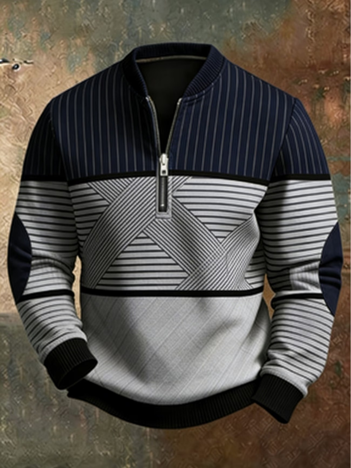 Laurent | Grafische Half-Zip Trui