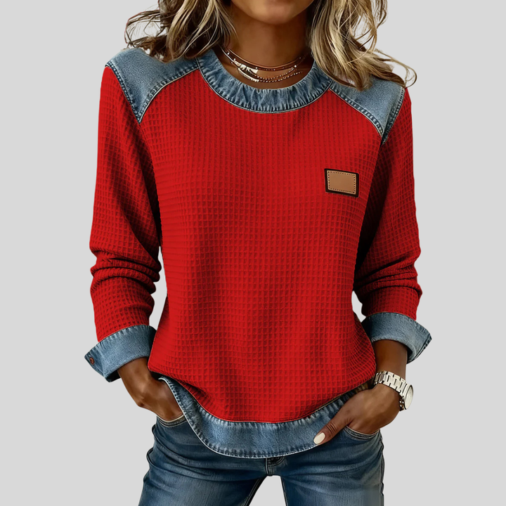 Delancine™ | Trui met patchworkpatroon