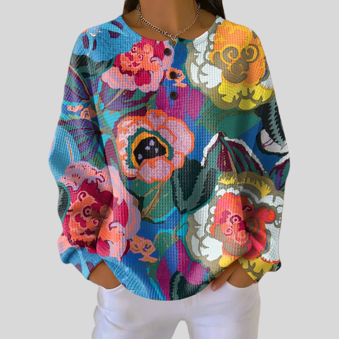 Adorna™ | Trui met kleurrijk bloemenpatroon