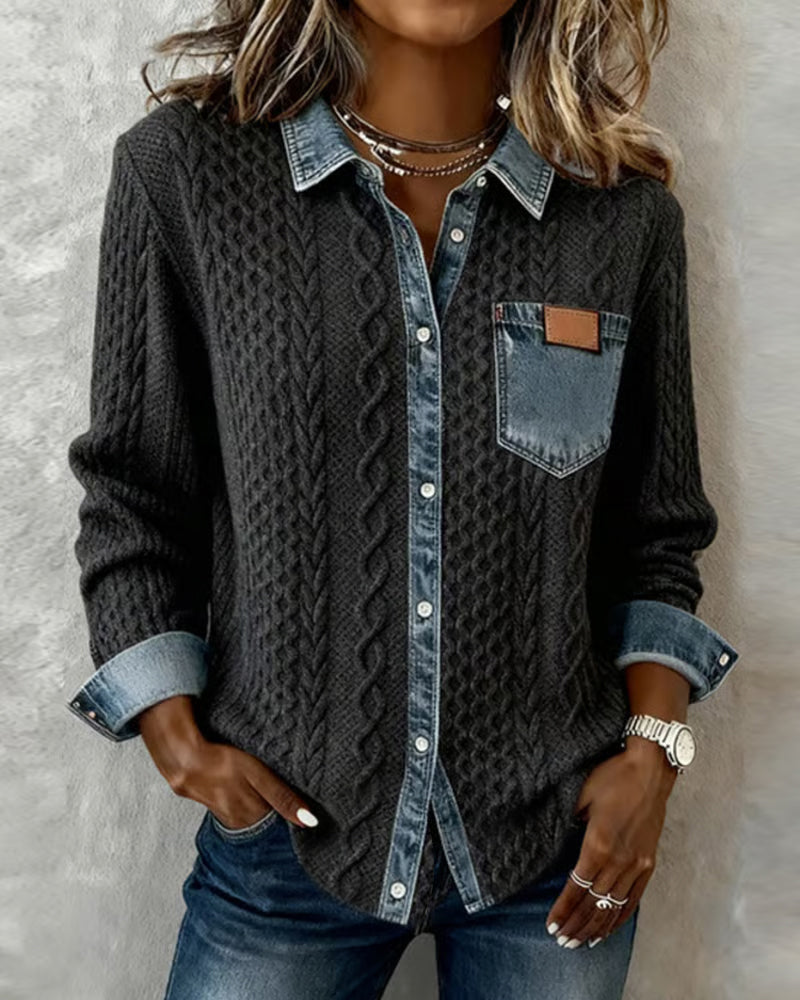Elara | Shirt met lange mouwen en contrasterende details