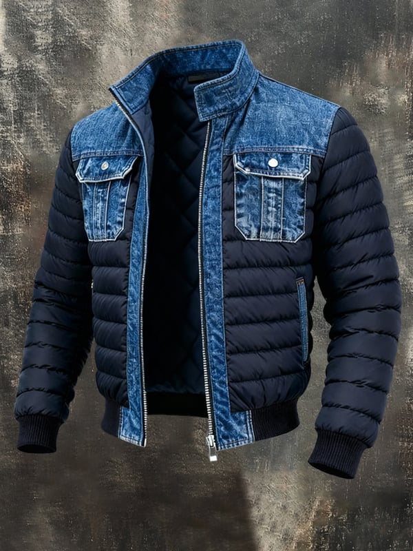 Upamecano – Vintage denimjack met patchwork voor buiten