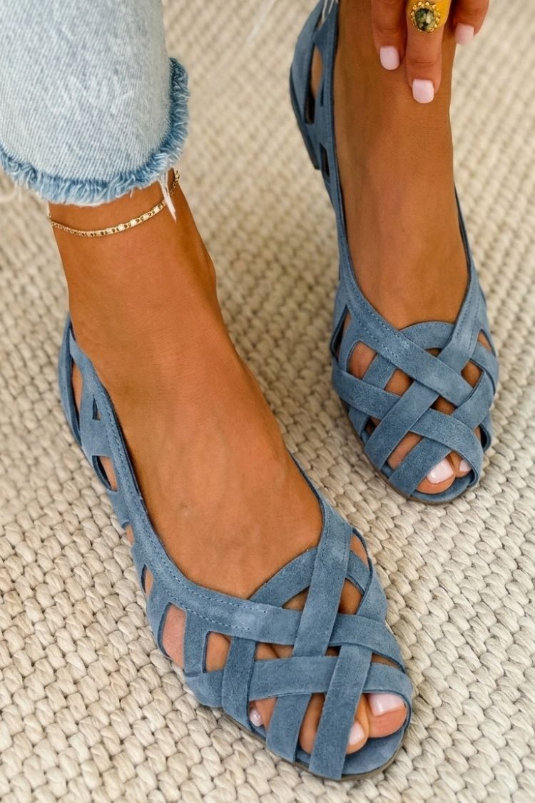 Fenna | Platte Sandalen met Open Neus en Gevlochten Materiaal