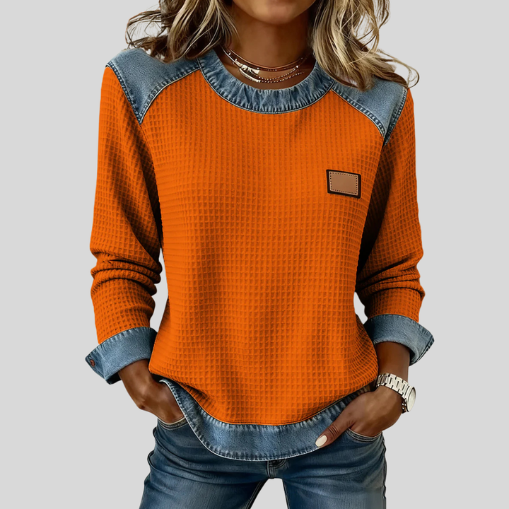 Delancine™ | Trui met patchworkpatroon