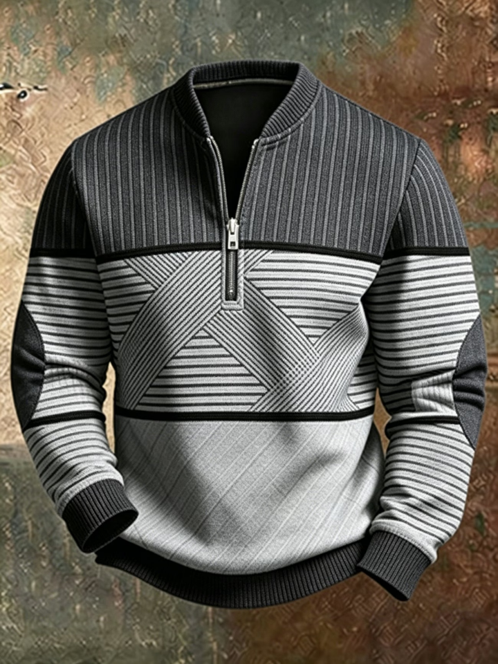 Laurent | Grafische Half-Zip Trui