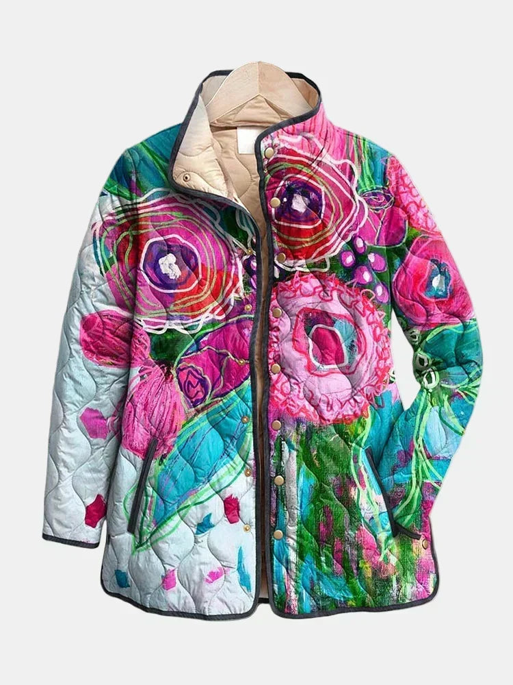 Van Laarhoven | Gewatteerde Jas Aquarelle Bloemen Lucie