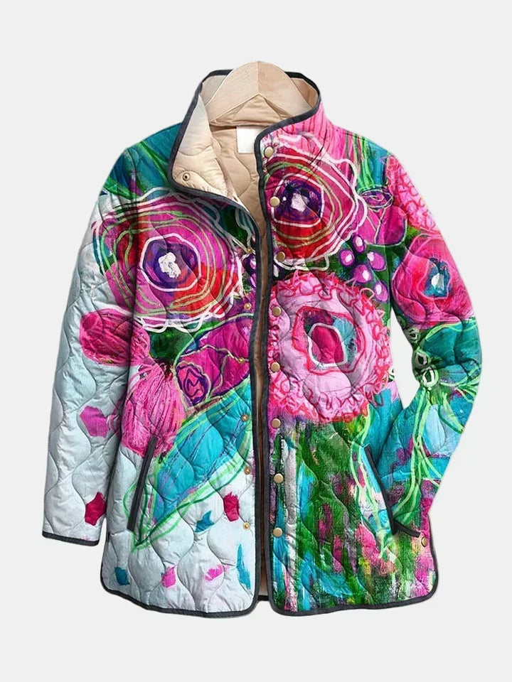 Van Laarhoven | Gewatteerde Jas Aquarelle Bloemen Lucie