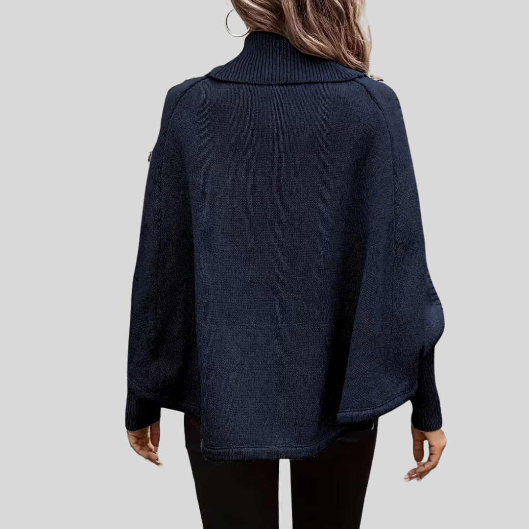Lena | Damesponcho met col en gedraaid detail