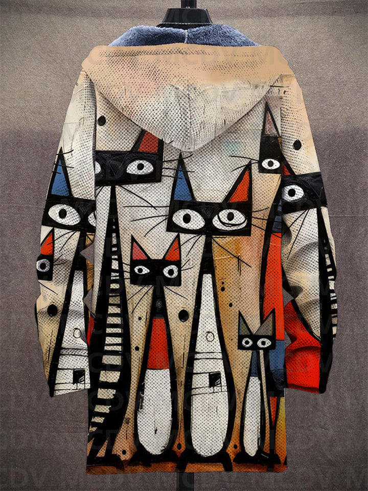Reuben | Jas met capuchon en artistiek patroon