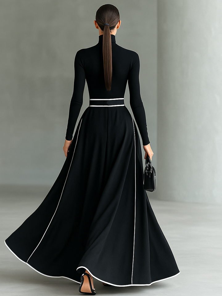 Gina | Elegante Maxijurk met Hoge Kraag