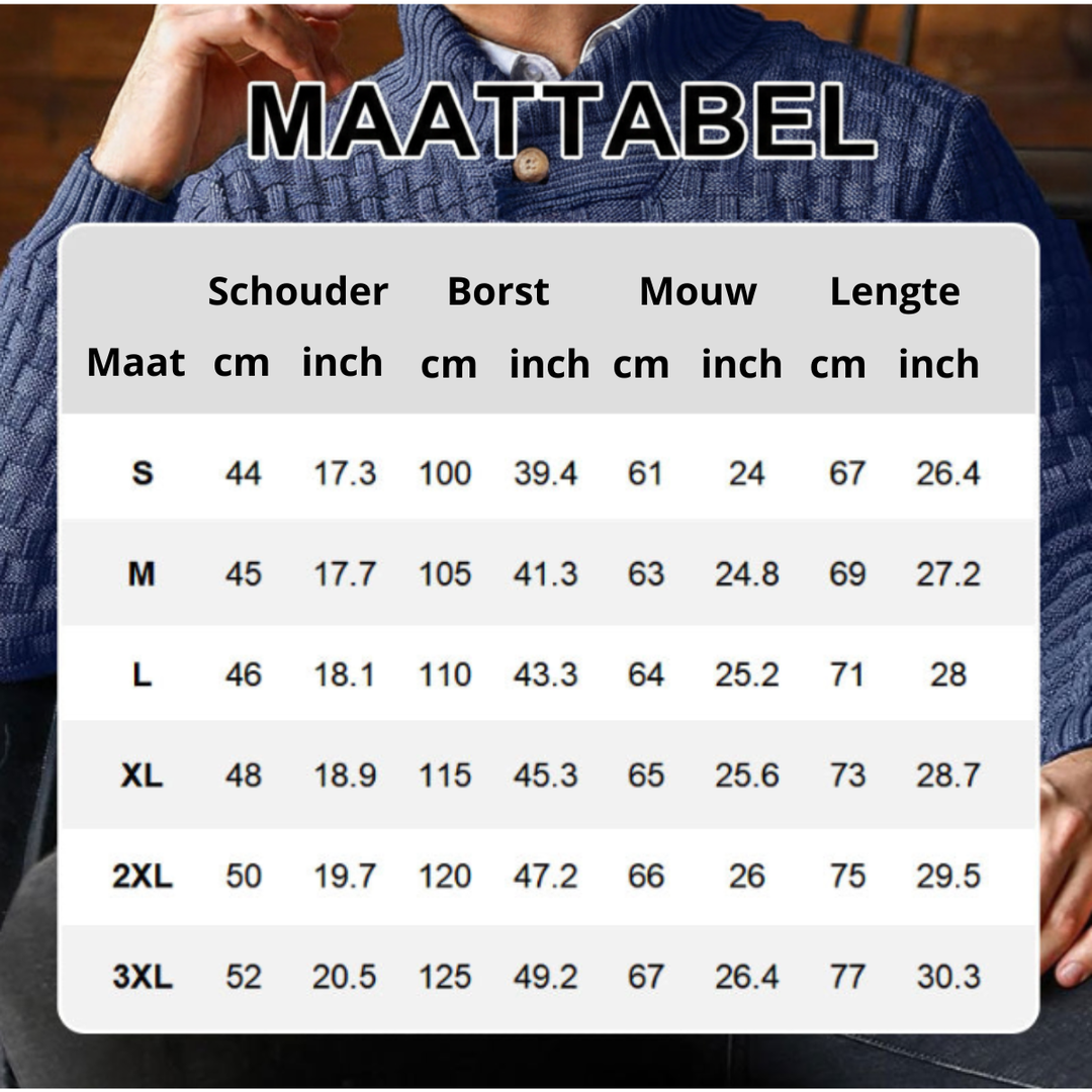 Luxe Heren Trui met Reliëf Structuur - Pullover met Opstaande Kraag