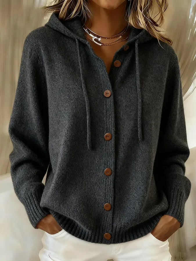 Bettina | Vest met Capuchon en Knopen