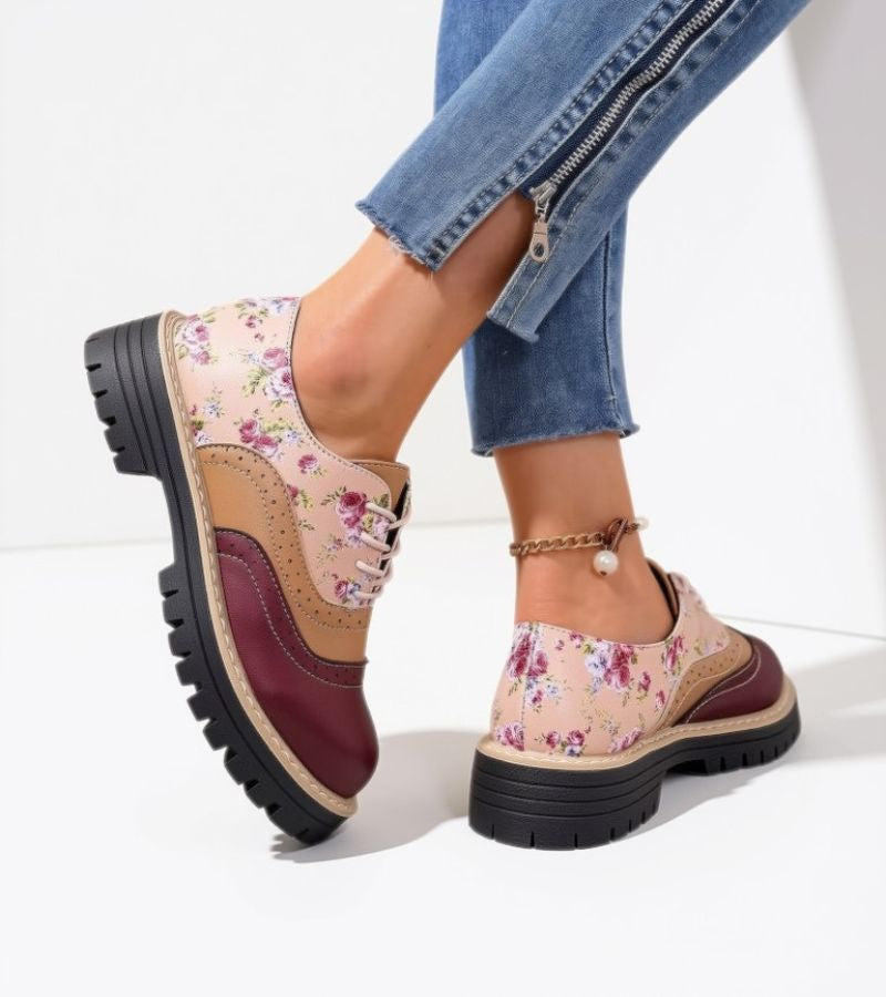 Azucena | Bloemige Veterschoenen met Plantarondersteuning