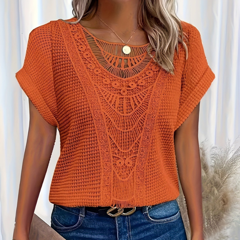 Sandrine | Top met kantpatroon