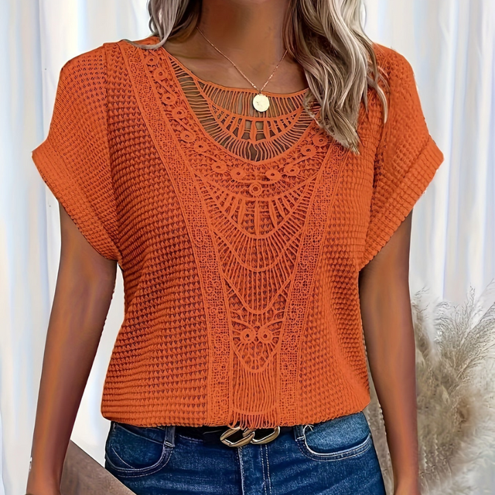 Sandrine | Top met kantpatroon