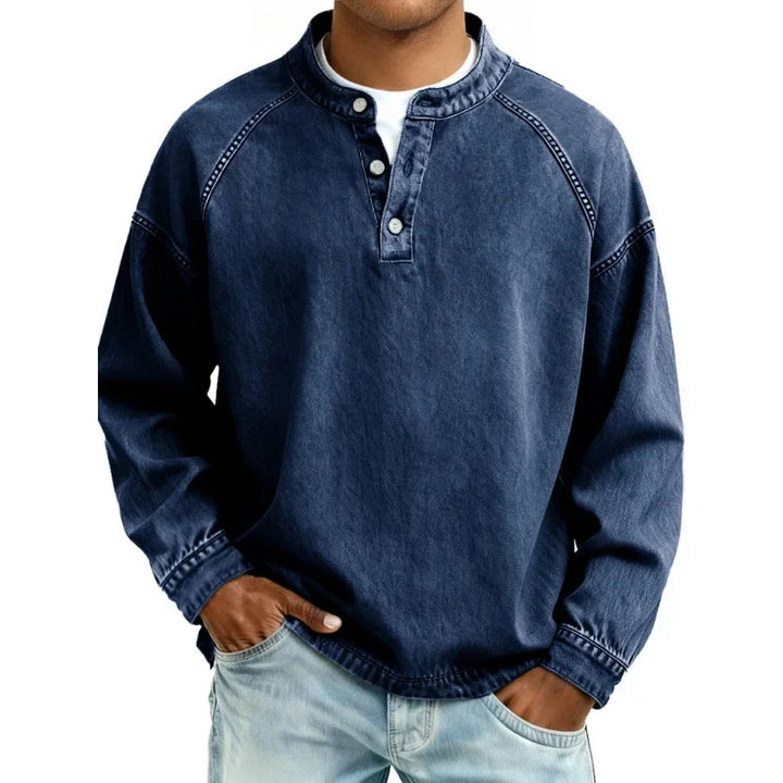 Stanley | Vintage herenoverhemd met Henley-knoopsluiting