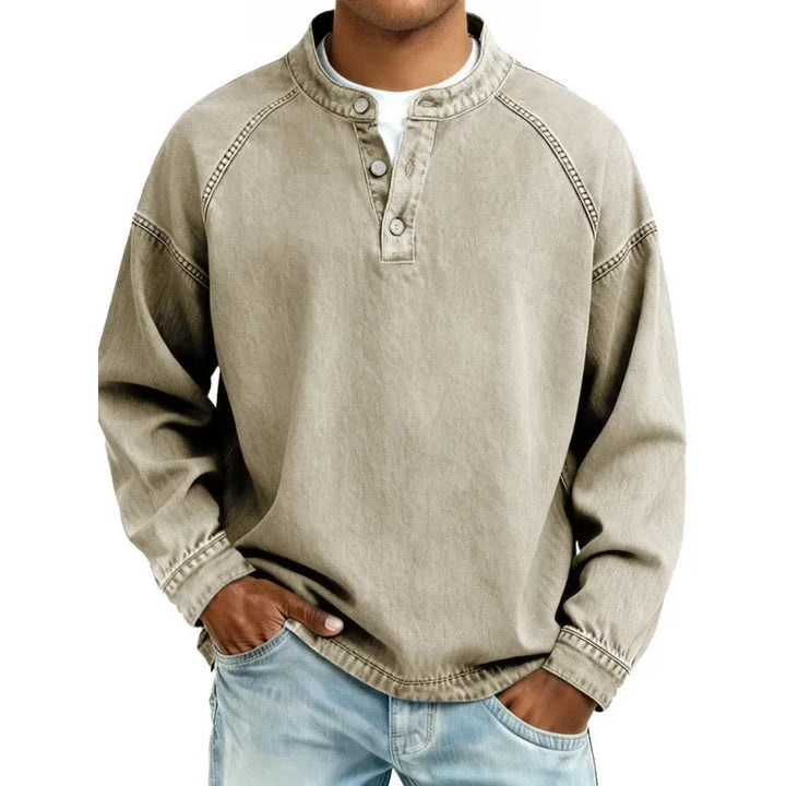 Stanley | Vintage herenoverhemd met Henley-knoopsluiting