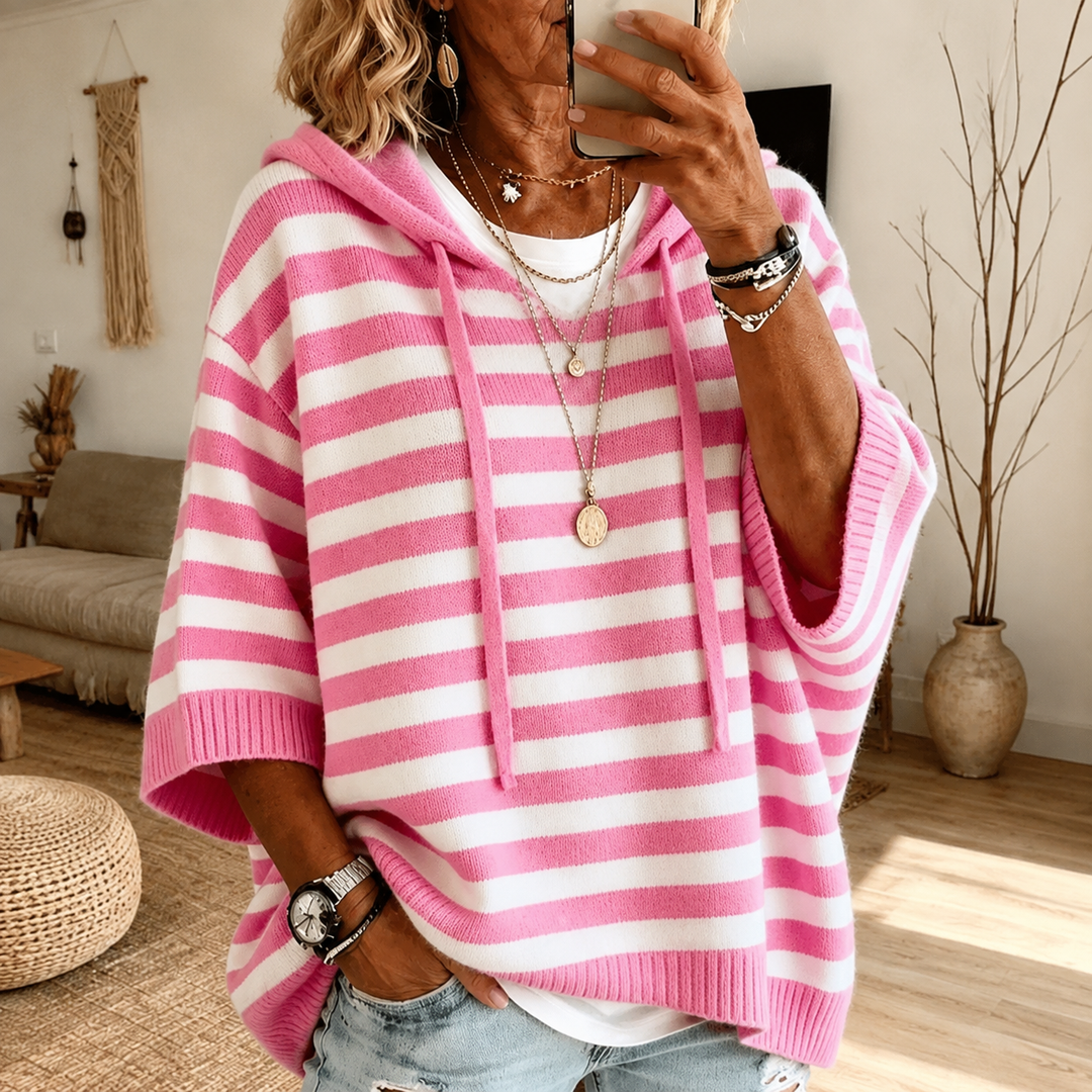 Emilie™ | Roze Gestreepte Poncho