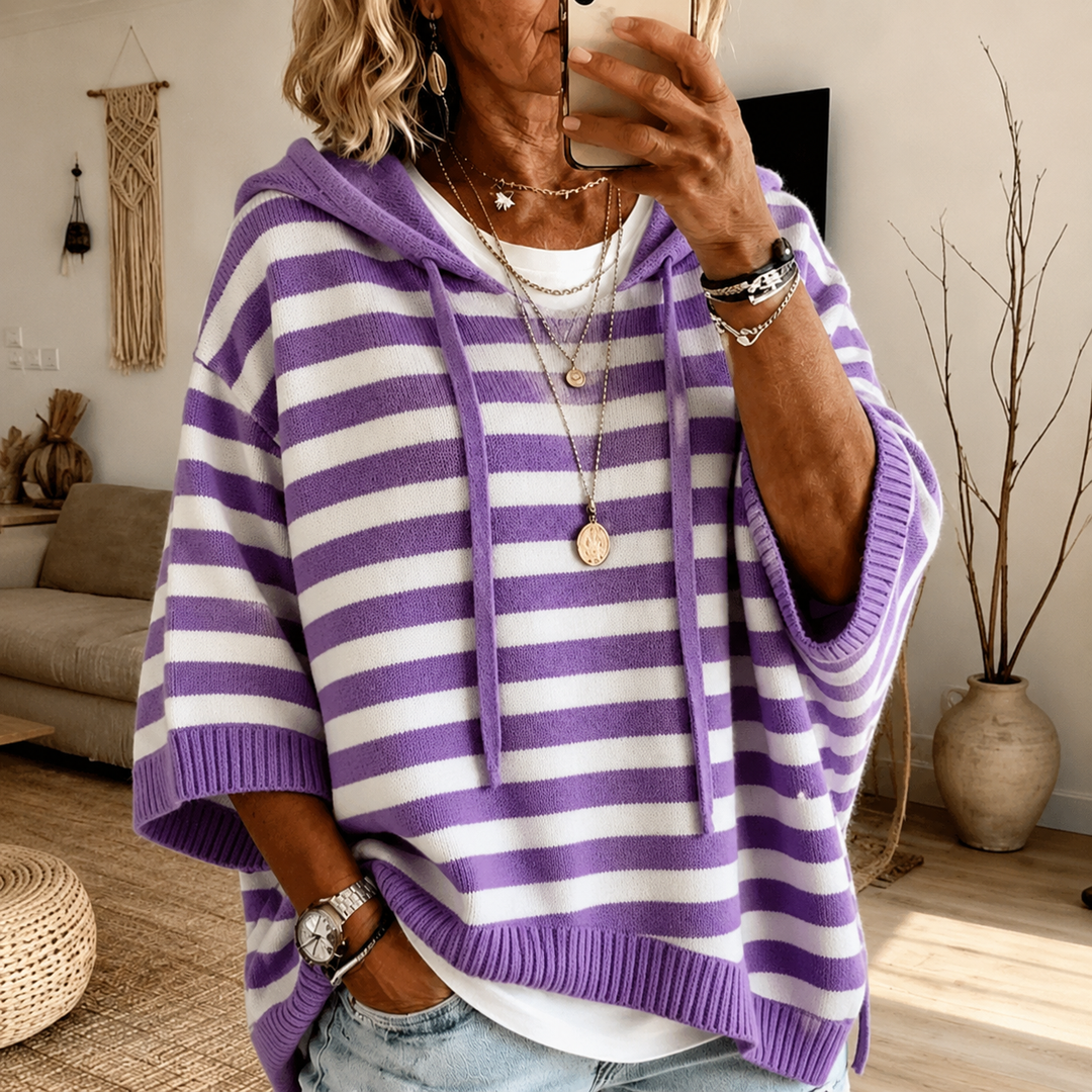 Anais™ | Paarse Gestreepte Poncho