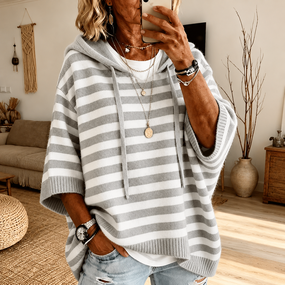 Celine™ | Grijze Gestreepte Poncho