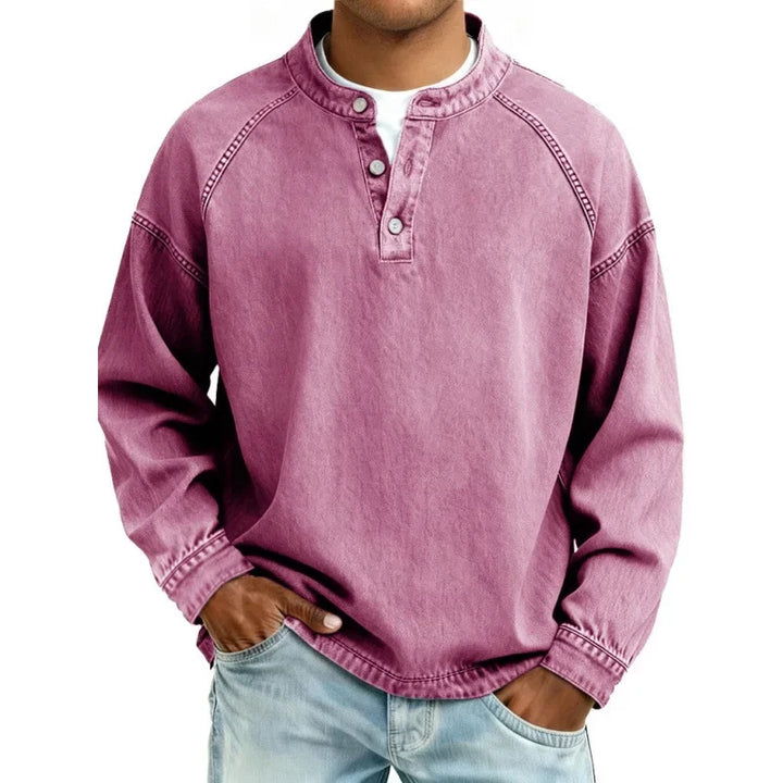 Stanley | Vintage herenoverhemd met Henley-knoopsluiting