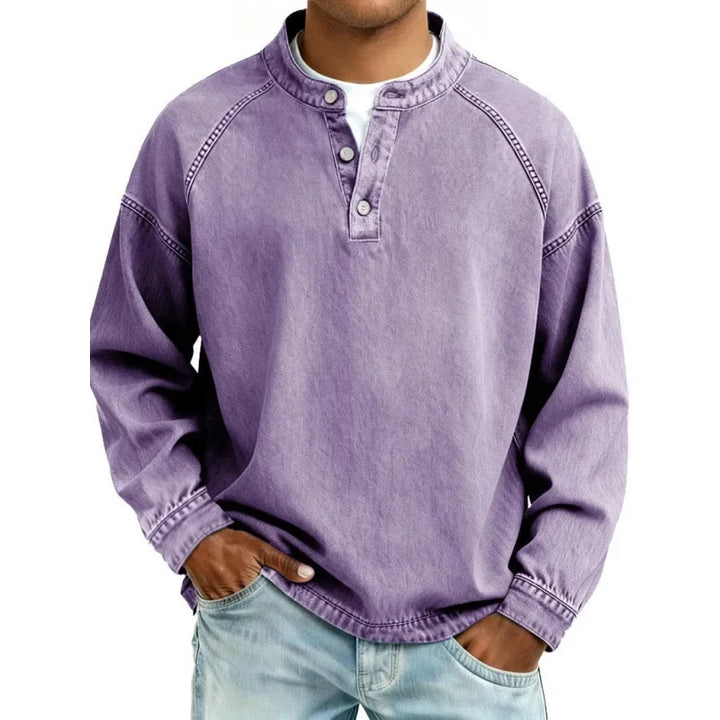Stanley | Vintage herenoverhemd met Henley-knoopsluiting