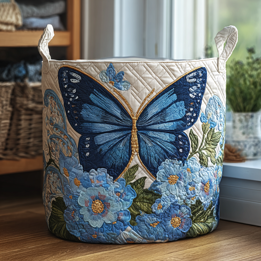 Papillon en Bloemen | Gewatteerde Opbergmand