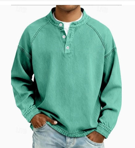 Stanley | Vintage herenoverhemd met Henley-knoopsluiting