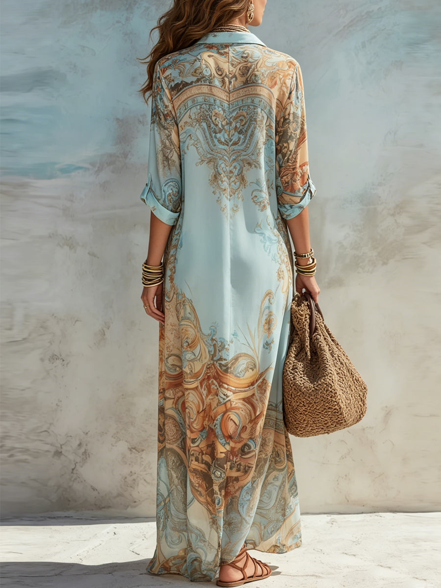 Velia™ | Elegante Maxi-Jurk met Barokpatroon