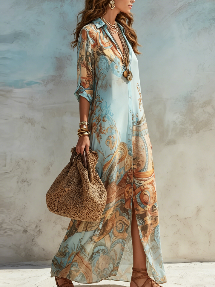 Velia™ | Elegante Maxi-Jurk met Barokpatroon