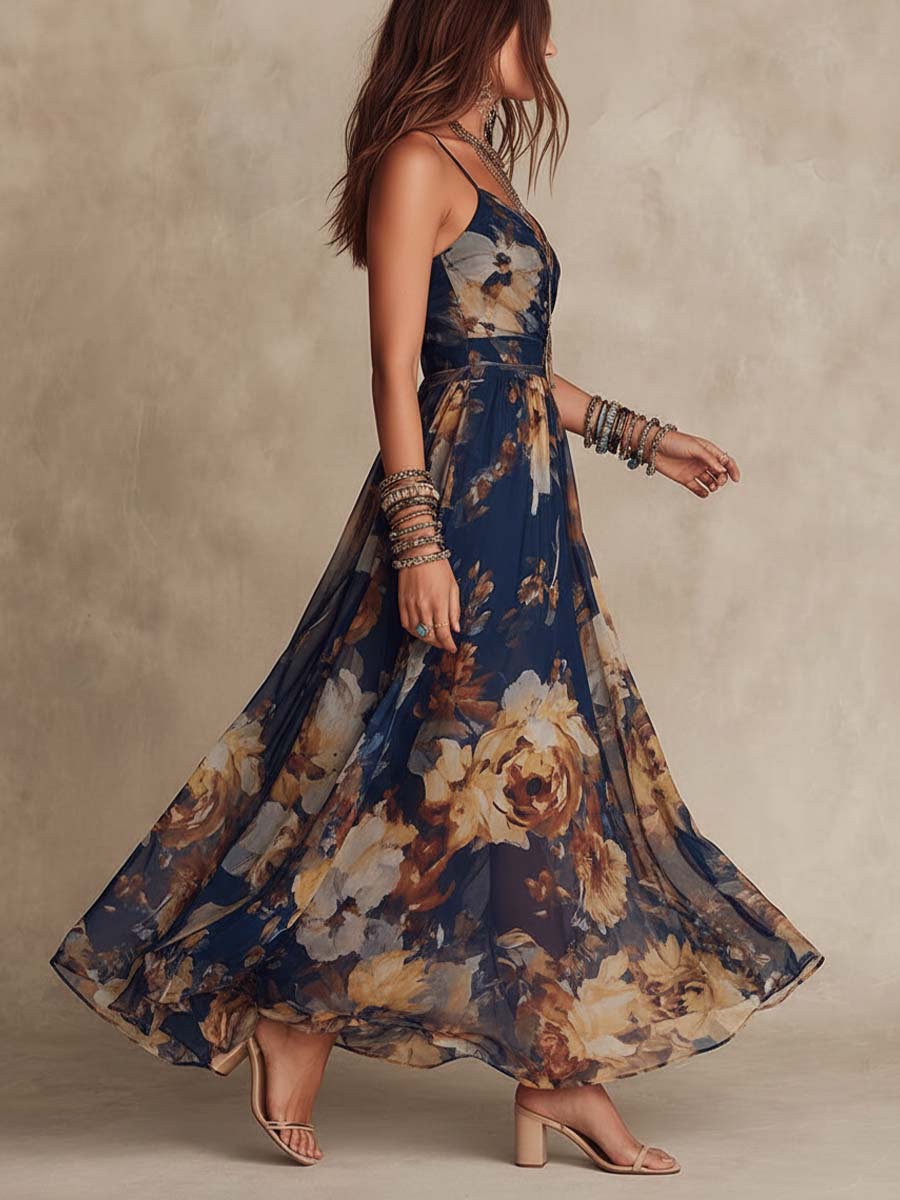 Melissa™ | Elegante Maxi-Jurk met Bloemenpatroon