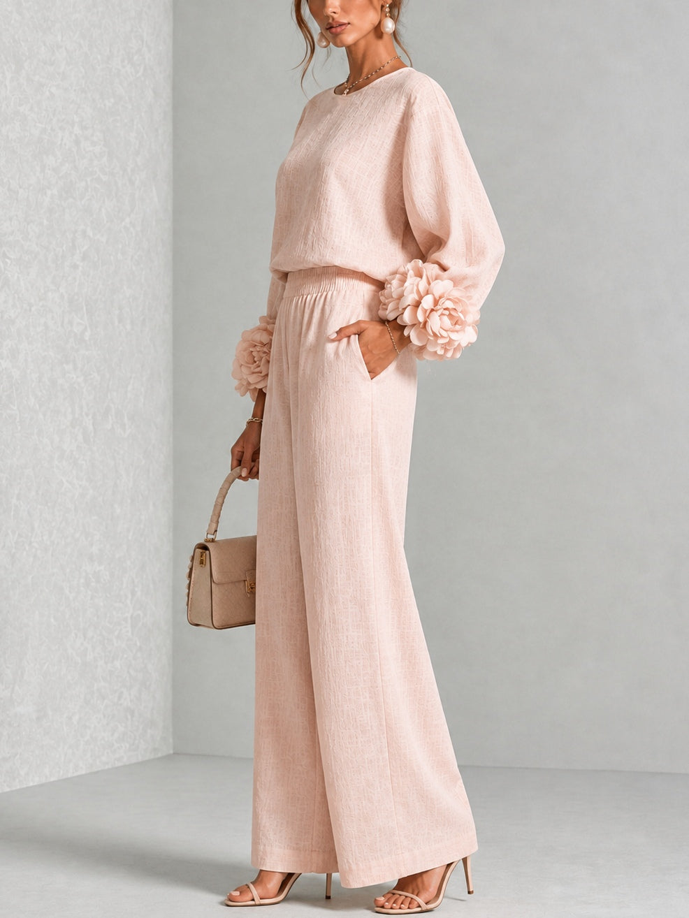 Rosalie | Tweedelige set met florale manchetten