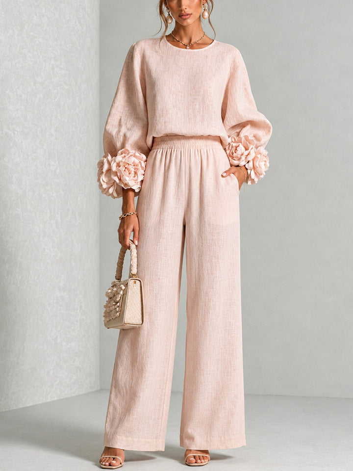 Rosalie | Tweedelige set met florale manchetten